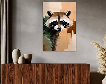 Abstract raccoon oil painting art