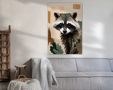 Realistic painting of a raccoon