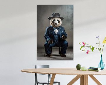 Elegant panda with hat by Art & Soul Creations