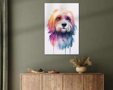 Kleurrijk hond portret aquarel