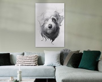 Dessin en noir et blanc d'un chien sur Art & Soul Creations