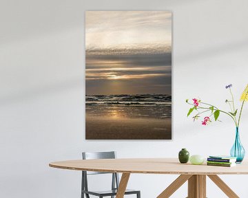 Zonsondergang Noordzeekust Kust Nederland Blauw Kalm 2x3 van Martijn Jebbink Fotografie