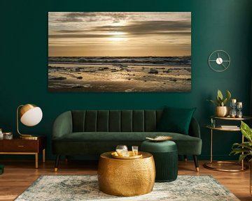 Sunset North Sea Coast Seaside Netherlands Gold Blue Dark 16-9 by Martijn Jebbink Photography