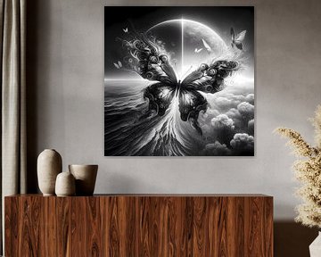 Zwart-witte vlinder in de natuur - Elegante kunst van ButterflyPix