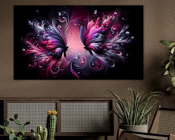 Zwei Pinke Schmetterlinge – Elegante Harmonie in Rosa