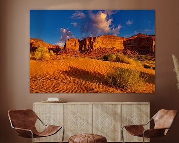 Monument Valley, Sonnenaufgang am Totempfahl von Gert Hilbink