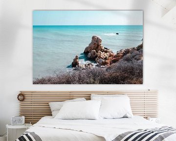Landschap naast de Rots van Aphrodites aan de kust van Paphos, Cyprus van Kingkev fotografie