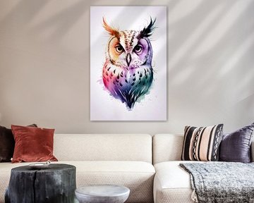 Colourful digital owl illustration by Art & Soul Creations