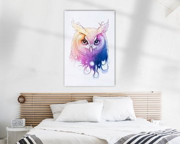 Colourful watercolour owl illustration by Art & Soul Creations