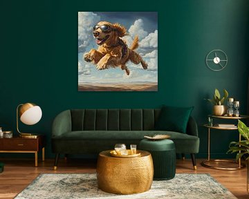 Fröhlich fliegender Golden Retriever von Lauri Creates