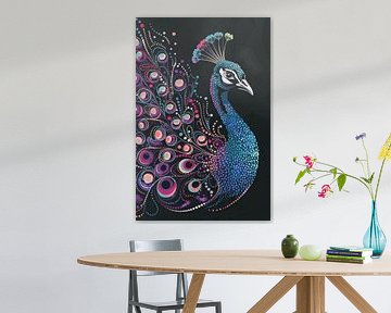 Kleurrijke digitale pauw illustratie