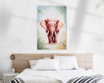 Pink elephant with plants by Art & Soul Creations