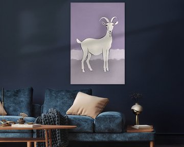Chèvre minimaliste sur fond violet sur Art & Soul Creations