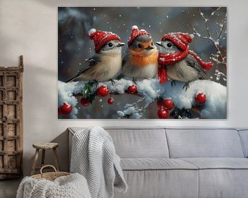 Winter birds in Red - birds - cute