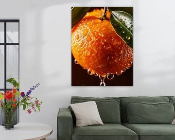Detailed close-up of a fresh mandarin