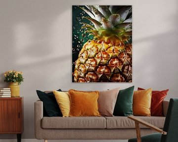 Detailed close-up of a fresh pineapple