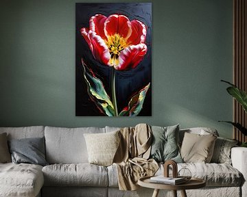 Bloeiende kleurrijke tulp schilderij van Art & Soul Creations