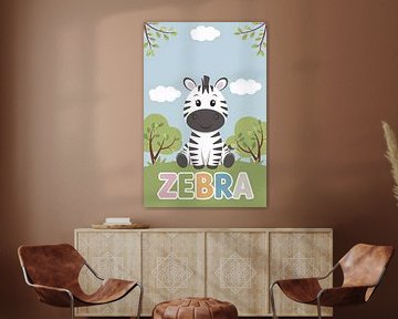 Schattige zebra voor kinderposter van Art & Soul Creations