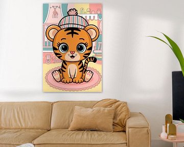 Schattige tijgerwelp illustratie kinderkamer van Art & Soul Creations