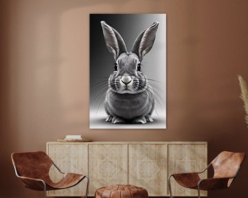 Detailed black-and-white rabbit portrait by Art & Soul Creations