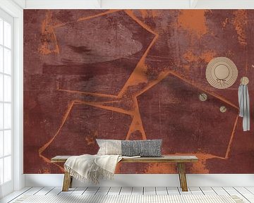 Stars in terracotta and burnt orange. Modern abstract art. by Dina Dankers