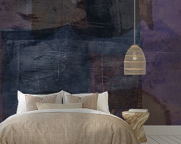 Abstract shapes in terra, blue and violet. Modern abstract art. by Dina Dankers