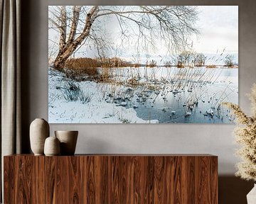 Betoverend Winters Landschap met bevroren vijver van Wildlife Designs