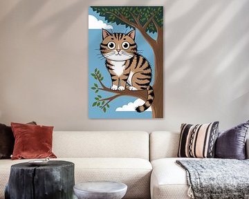 Schattige kat in de boom van Art & Soul Creations