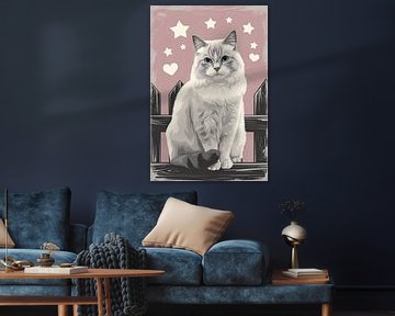 Kattenposter met vintage charme van Art & Soul Creations