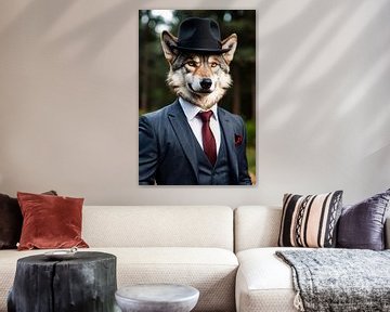 Wolf in pak met hoed van Art & Soul Creations