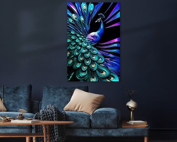 Kleurrijke abstracte pauwenveren kunst van Art & Soul Creations