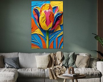 Colourful abstract tulip painting by Art & Soul Creations