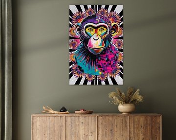 Singe psychédélique avec des fleurs sur Art & Soul Creations