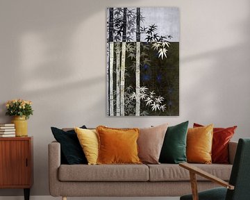 Bamboe bos decoratieve natuur collage van Vlindertuin-Art