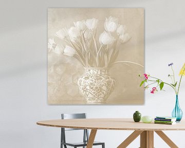 Tulips still life with bees decorative art