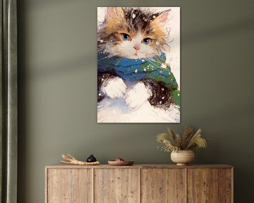 Kat met groene sjaal van MIROKKU