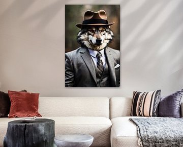Loup élégant en costume sur Art & Soul Creations