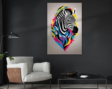 Kleurrijke abstracte zebra kunst van Art & Soul Creations