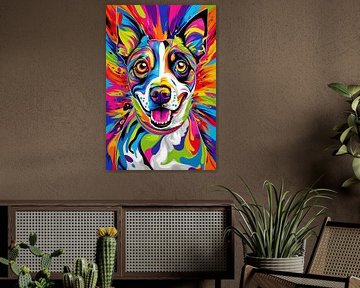 Portrait abstrait et coloré d'un chien sur Art & Soul Creations