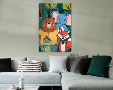 Vrolijke illustratie bosdieren kinderen van Art & Soul Creations