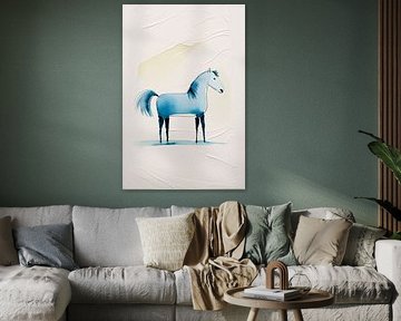 Blauw paard in aquarel