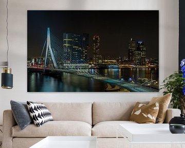 De skyline van Rotterdam met Erasmusbrug van MS Fotografie | Marc van der Stelt