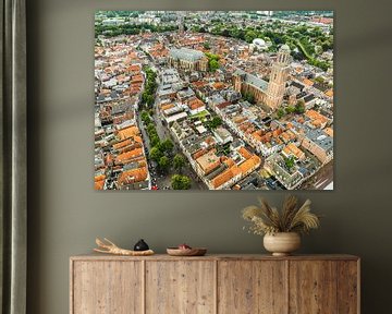 Zwolle van boven tijdens een zomerse zonsondergang van Sjoerd van der Wal Fotografie
