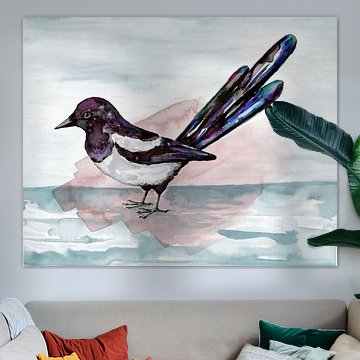 Elster Aquarellzeichnung von Bianca Wisseloo