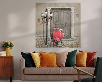 Vintage scooter in Roze / Pink van Monika Jüngling