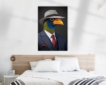 Bird in suit with hat by Art & Soul Creations