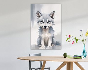Schattige wolf in digitale kunst