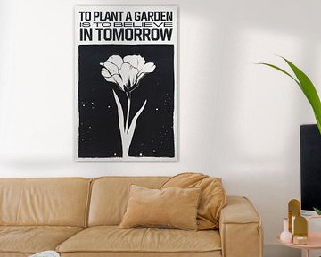 Minimalistisch zwart-wit bloem ontwerp