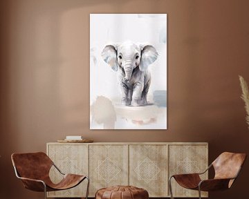 Schattig babyolifantje in kunst