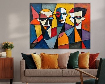 Abstract kleurrijk portret van drie mannen